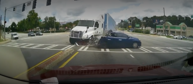 Dramatic video shows semi-truck slamming into vehicle in DeKalb County, Georgia